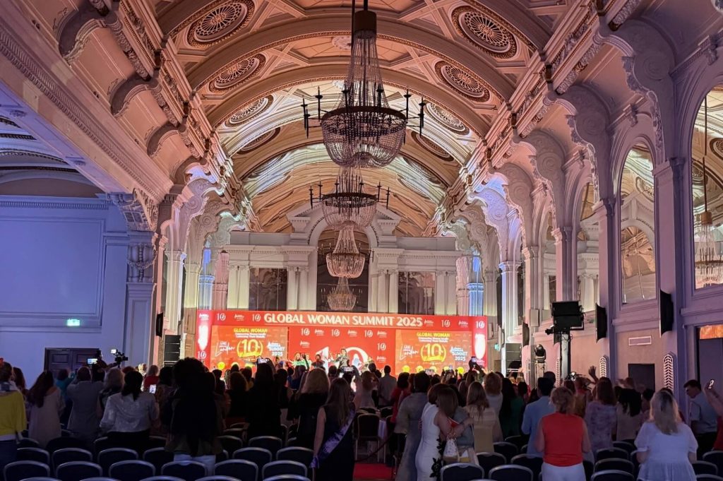 Audience at Global Woman Summit London 2025 during keynote session at Grand Connaught Rooms in Covent Garden